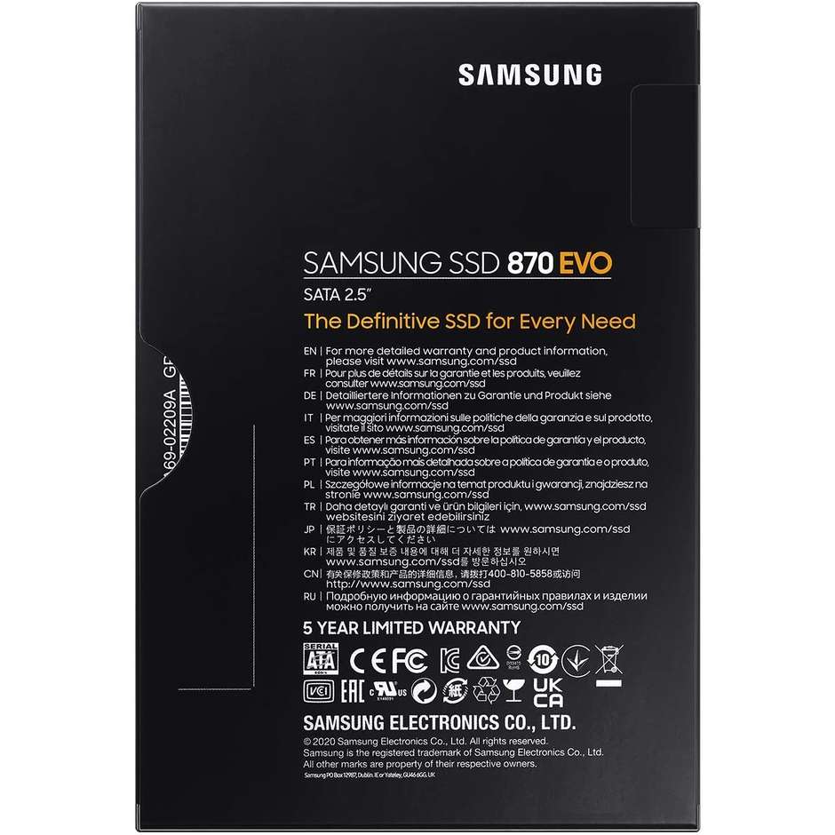 Samsung MZ-77E500B 870 EVO SSD 500 GB 2.5" interfaccia SATA III V-NAND