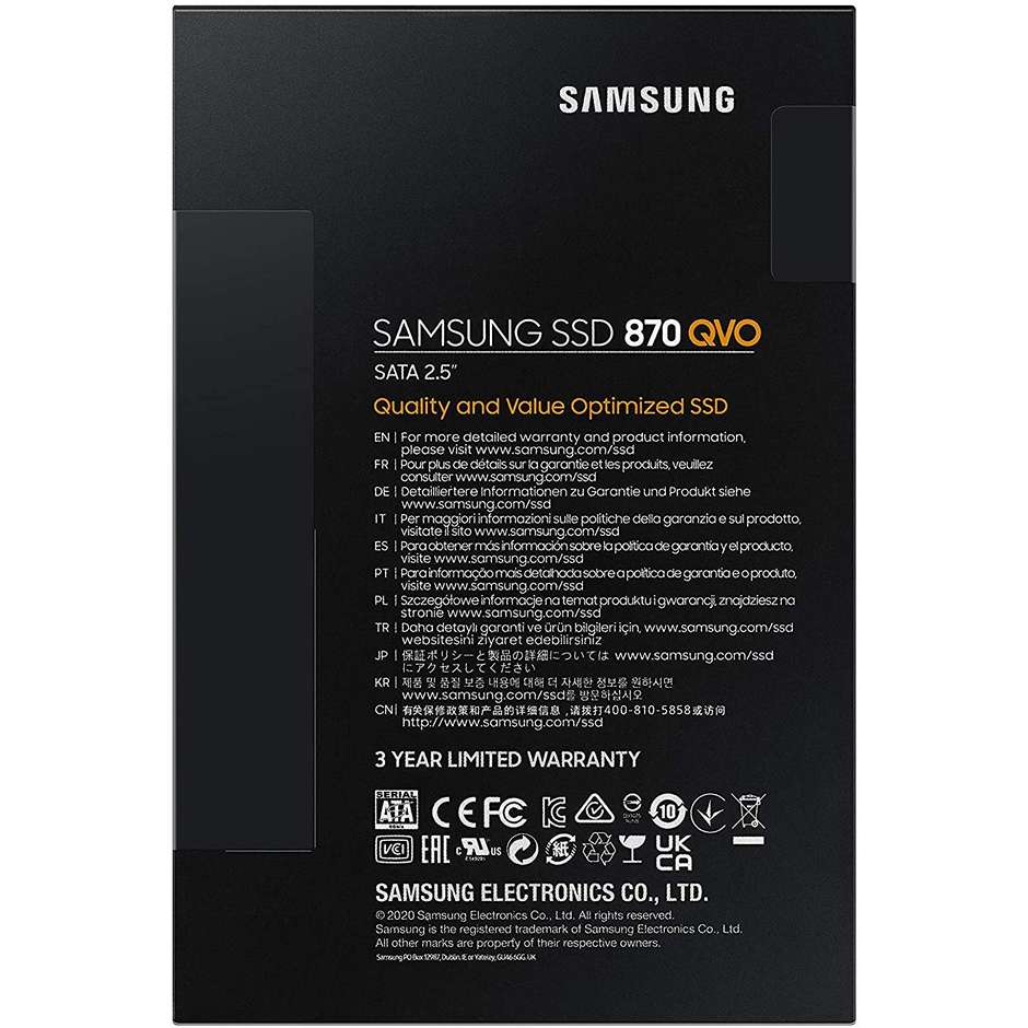 Samsung MZ-77Q1T0BW 870 QVO SSD 1 TB 2.5" interfaccia SATA III V-NAND