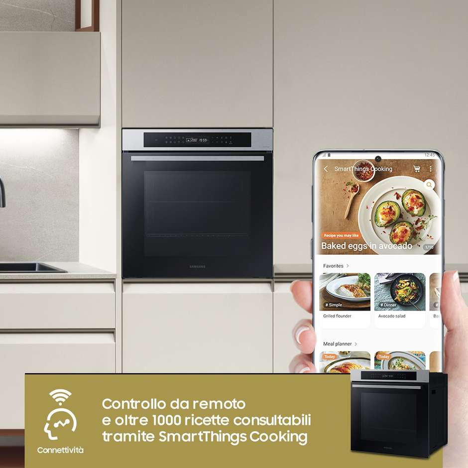 Samsung NV7B4040VBS/U5 forno da incasso Serie 4 da 76 L, Wi-Fi e pulizia catalitica, A+