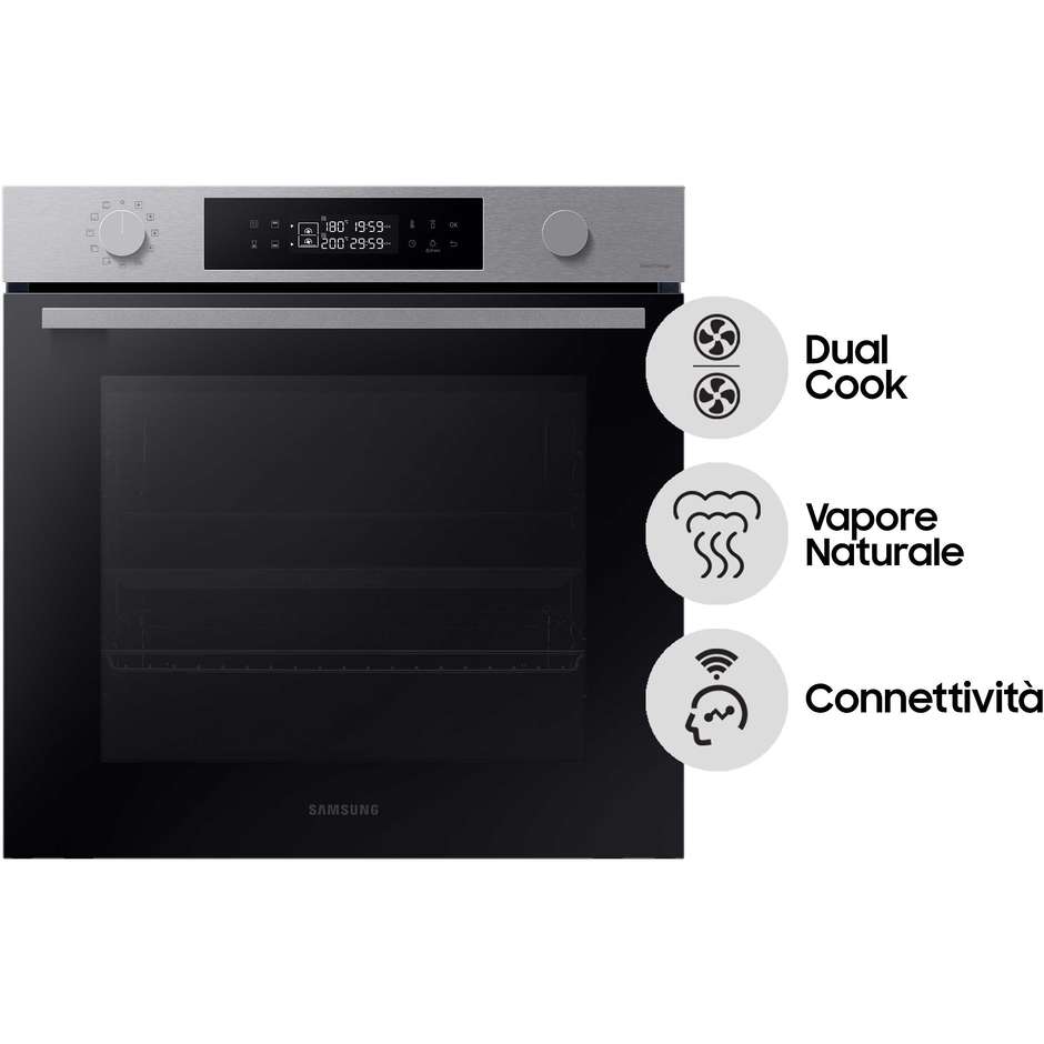 SAMSUNG NV7B44403BS Forno da Incasso Multifunzione 76 L Classe A+ Idrolitico Vapor Clean Acciaio Inox
