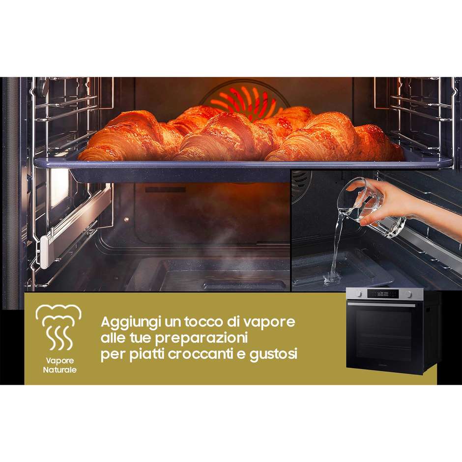 SAMSUNG NV7B44403BS Forno da Incasso Multifunzione 76 L Classe A+ Idrolitico Vapor Clean Acciaio Inox