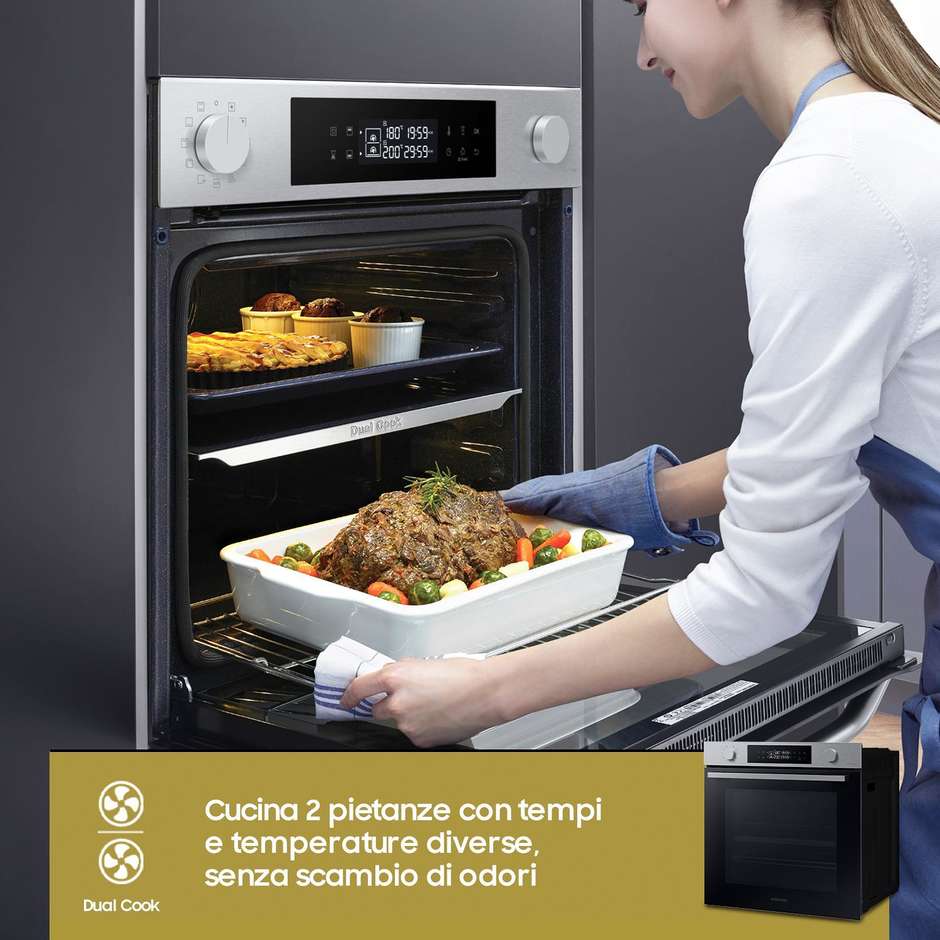 SAMSUNG NV7B44403BS Forno da Incasso Multifunzione 76 L Classe A+ Idrolitico Vapor Clean Acciaio Inox