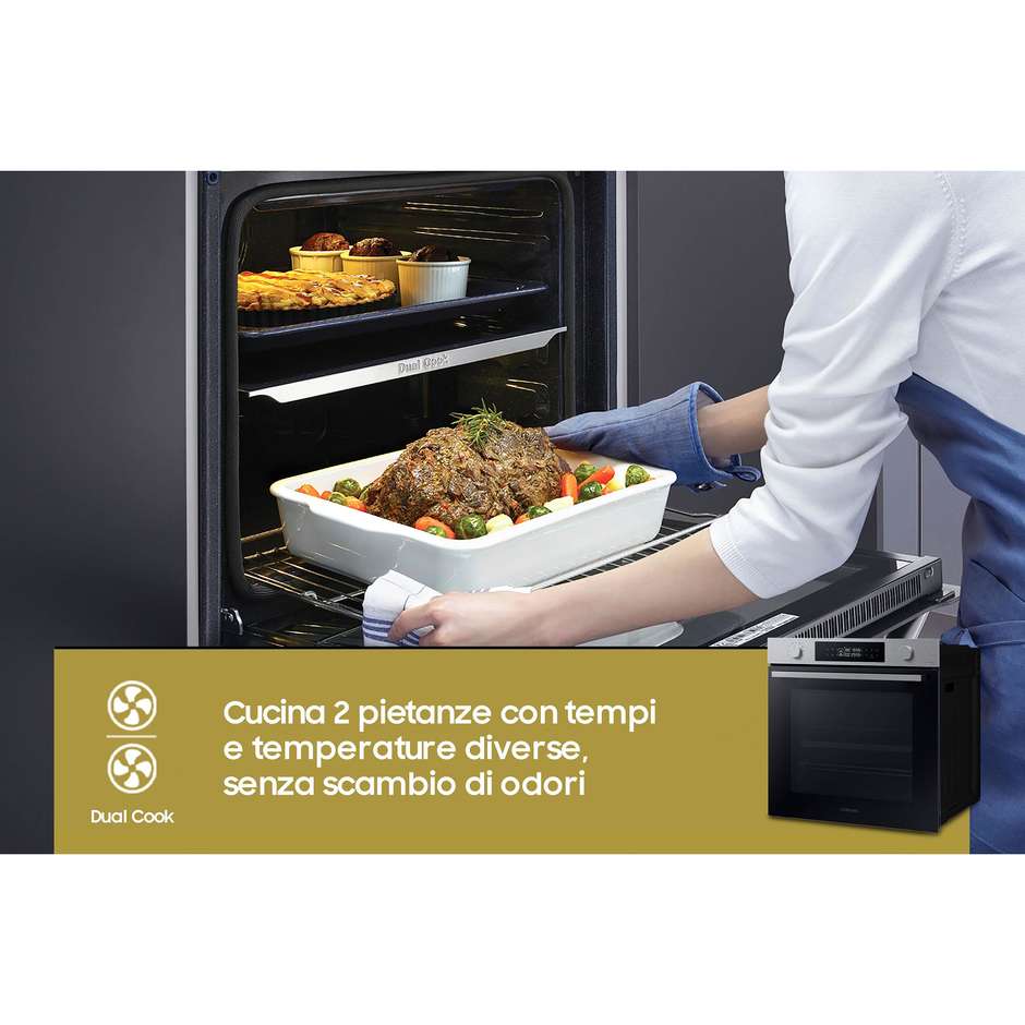 Samsung NV7B44403BS Serie 4 Forno Elettrico da Incasso 76 Litri 40 Programmi Catalitico Wi-Fi SmartThings Classe A+ Inox