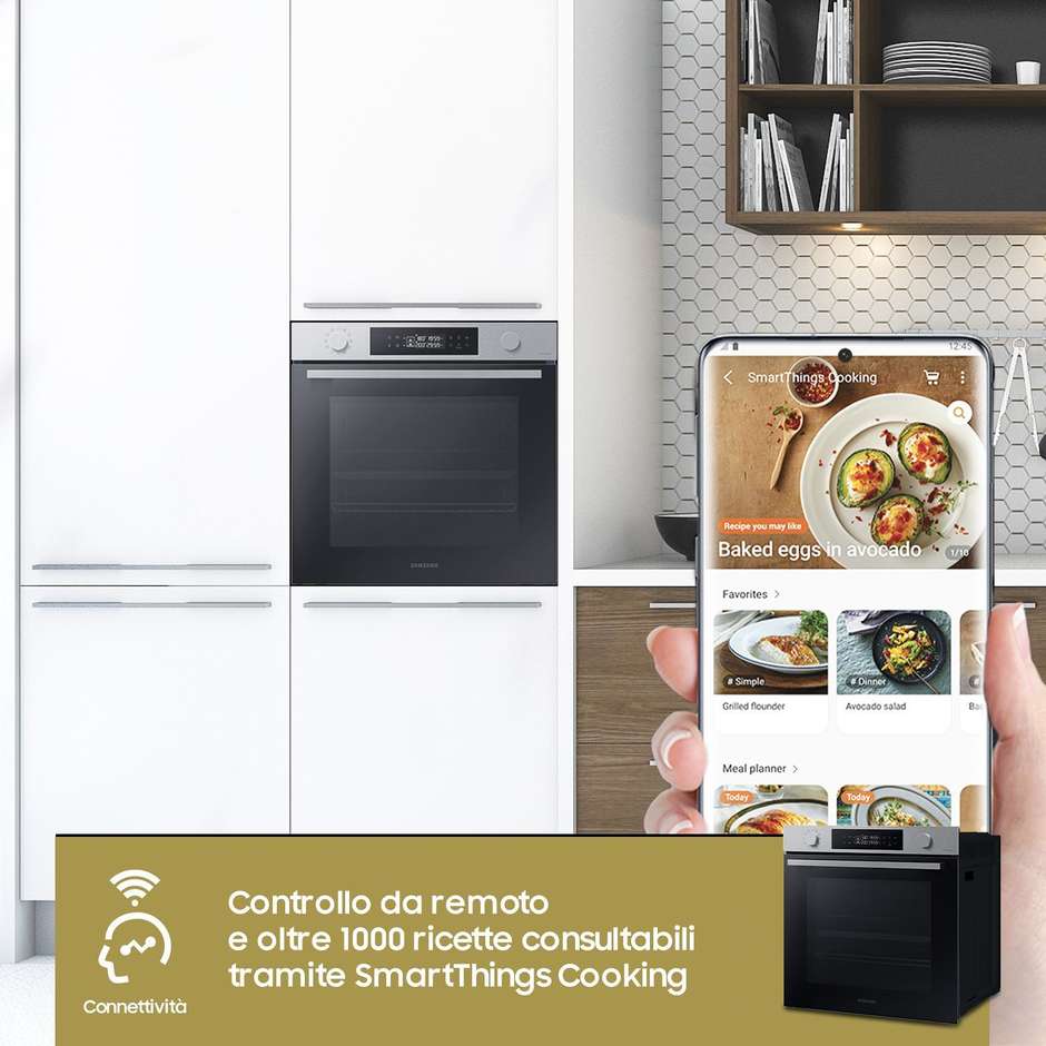 Samsung NV7B44403BS Serie 4 Forno Elettrico da Incasso 76 Litri 40 Programmi Catalitico Wi-Fi SmartThings Classe A+ Inox