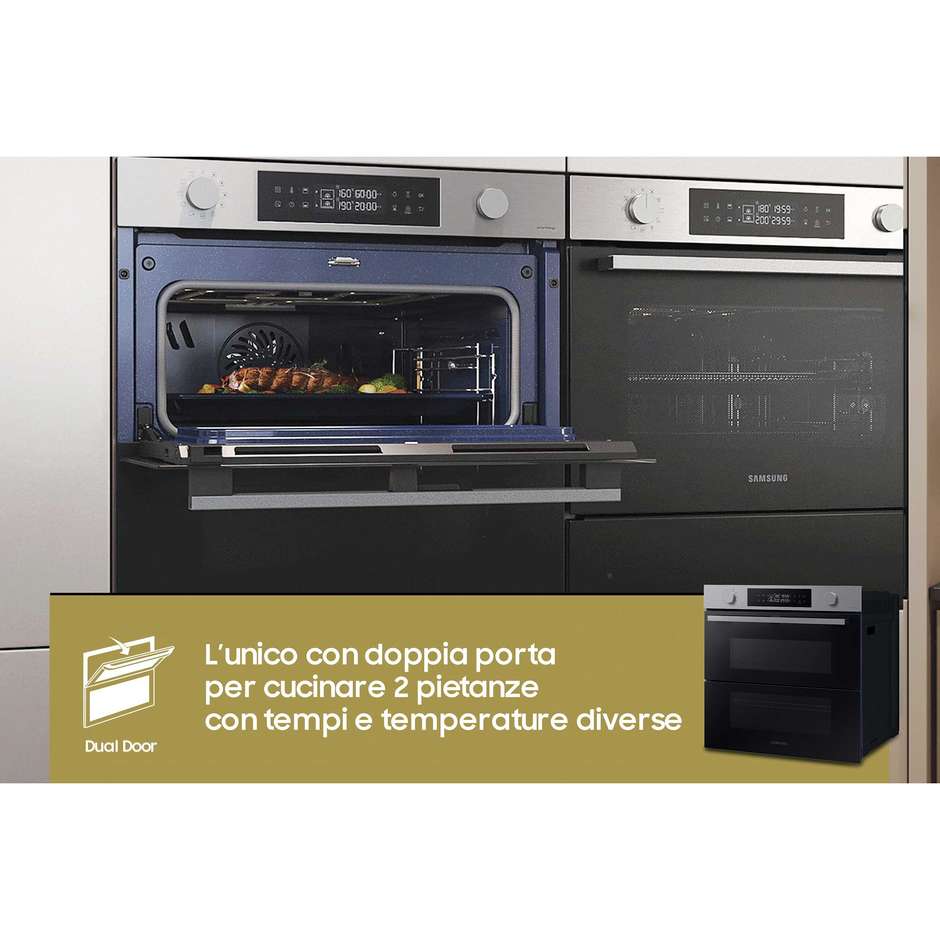 SAMSUNG NV7B45403BS Forno da Incasso Multifunzione 76 L Classe A+ Idrolitico Vapor Clean Acciaio Inox