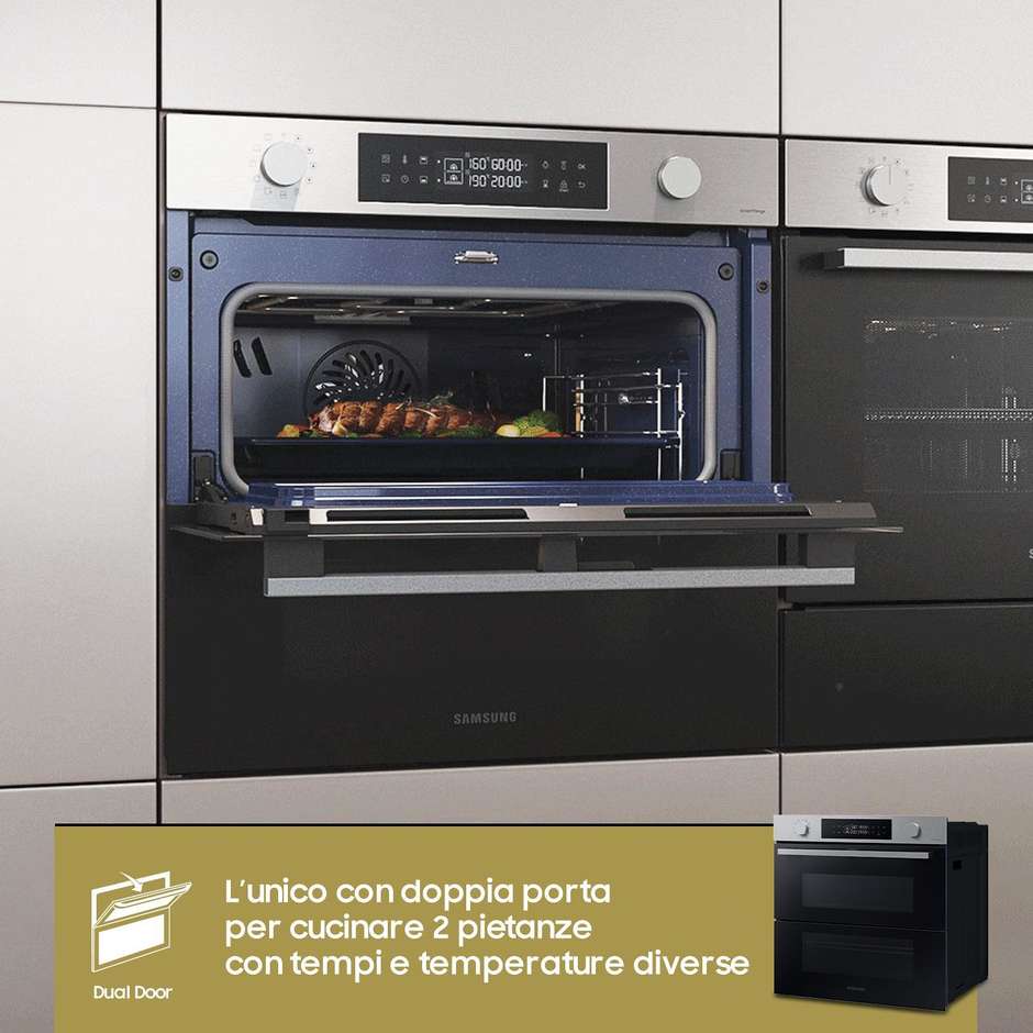 SAMSUNG NV7B45403BS Forno da Incasso Multifunzione 76 L Classe A+ Idrolitico Vapor Clean Acciaio Inox