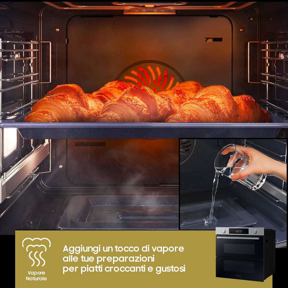 SAMSUNG NV7B45403BS Forno da Incasso Multifunzione 76 L Classe A+ Idrolitico Vapor Clean Acciaio Inox