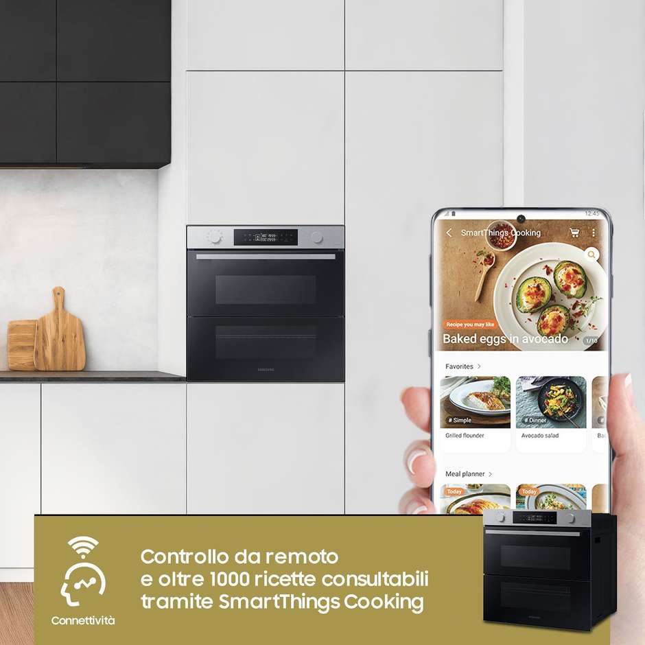 SAMSUNG NV7B45403BS Forno da Incasso Multifunzione 76 L Classe A+ Idrolitico Vapor Clean Acciaio Inox