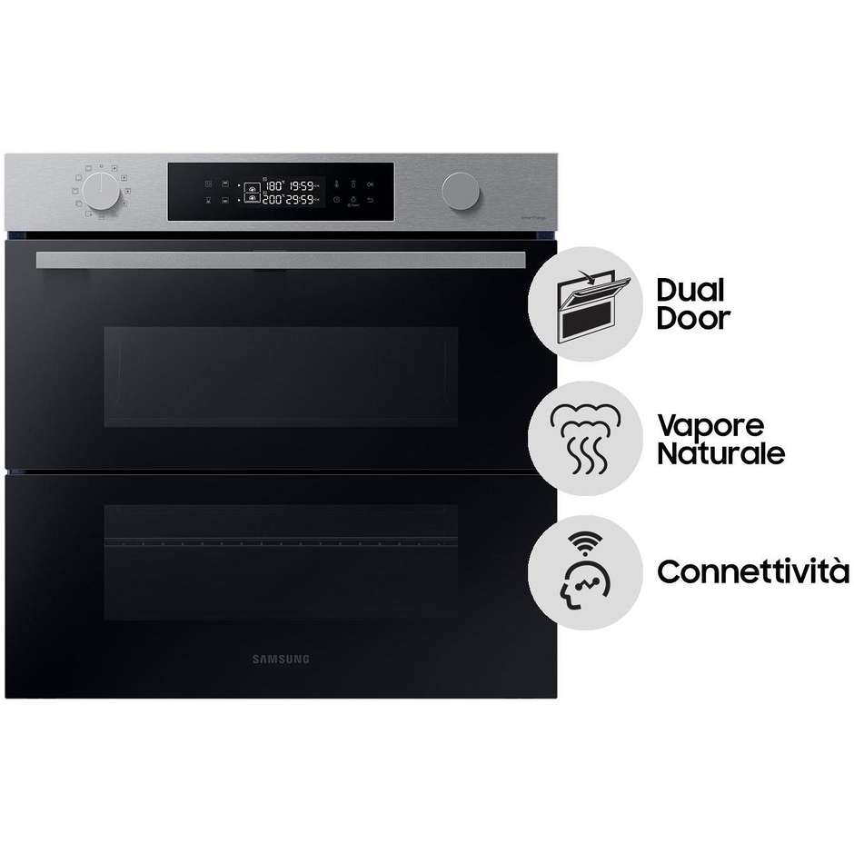 Samsung NV7B45403BS/U5 forno Dual Cook Flex Serie 4 da 76 L con doppia porta e Wi-Fi, A+