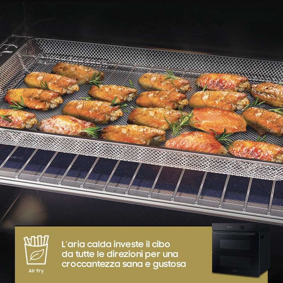 SAMSUNG NV7B5760WBK Forno da Incasso Multifunzione 76 L Classe A+ Funzione Vapore Acciaio Inox