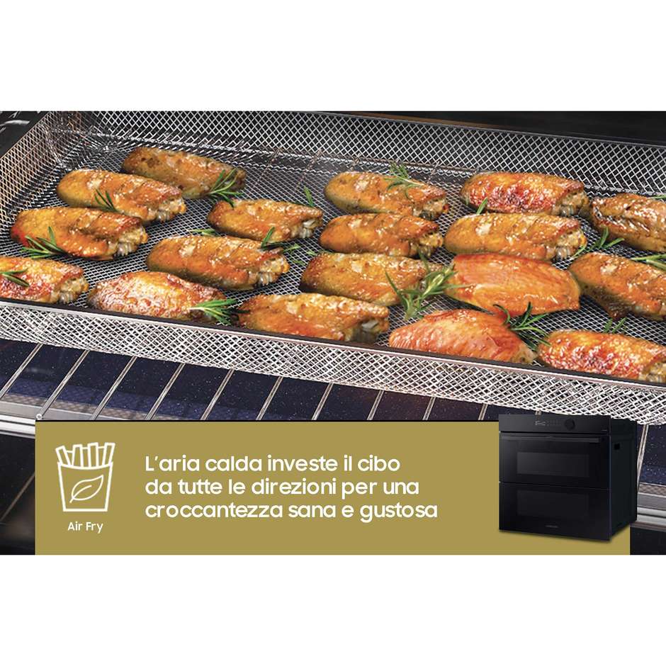 Samsung NV7B5760WBK Serie 5 Forno Dual Cook Flex da Incasso 76 Litri Vapore Catalitico Wi-Fi SmartThings Classe A+ Nero