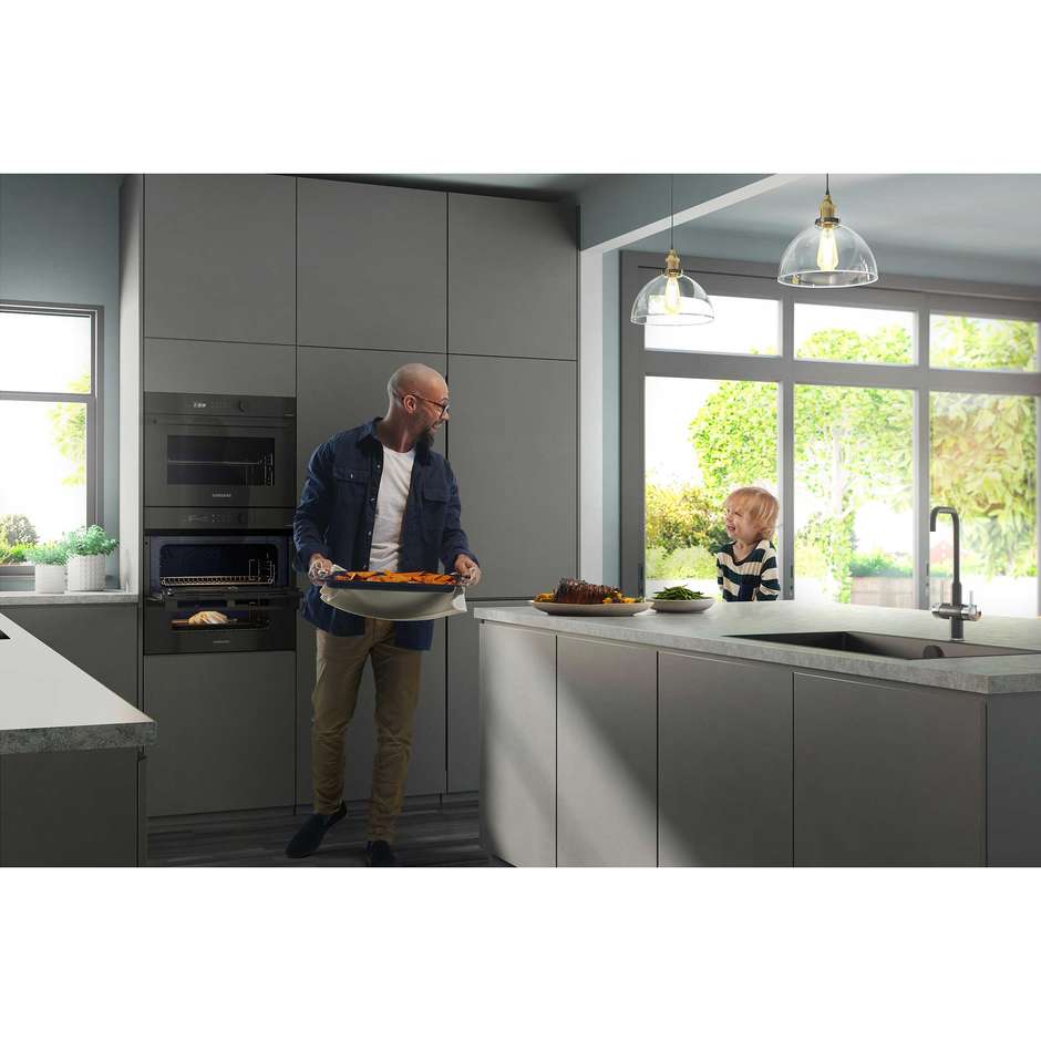 Samsung NV7B5760WBK Serie 5 Forno Dual Cook Flex da Incasso 76 Litri Vapore Catalitico Wi-Fi SmartThings Classe A+ Nero