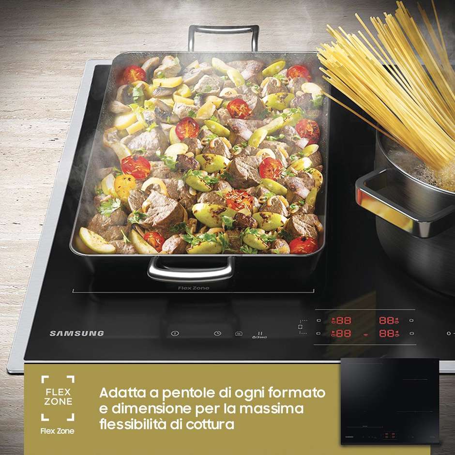 Samsung NZ64B5045GK Piano Cottura a Induzione 60 cm con Flex Zone Wi-Fi SmartThings 7400W Vetroceramica Nero