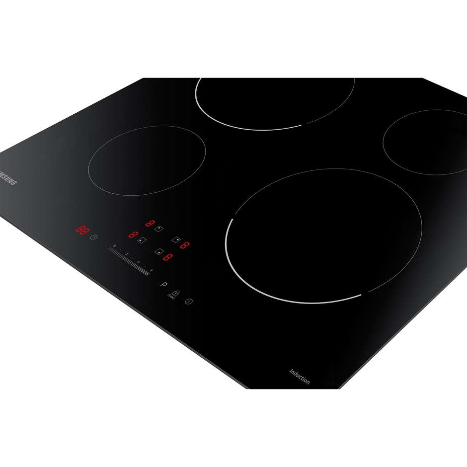 Samsung NZ64T3707AK Piano Cottura a Induzione 60 cm 4 Zone con PowerBoost Touch Control 7000W Vetroceramica Nero