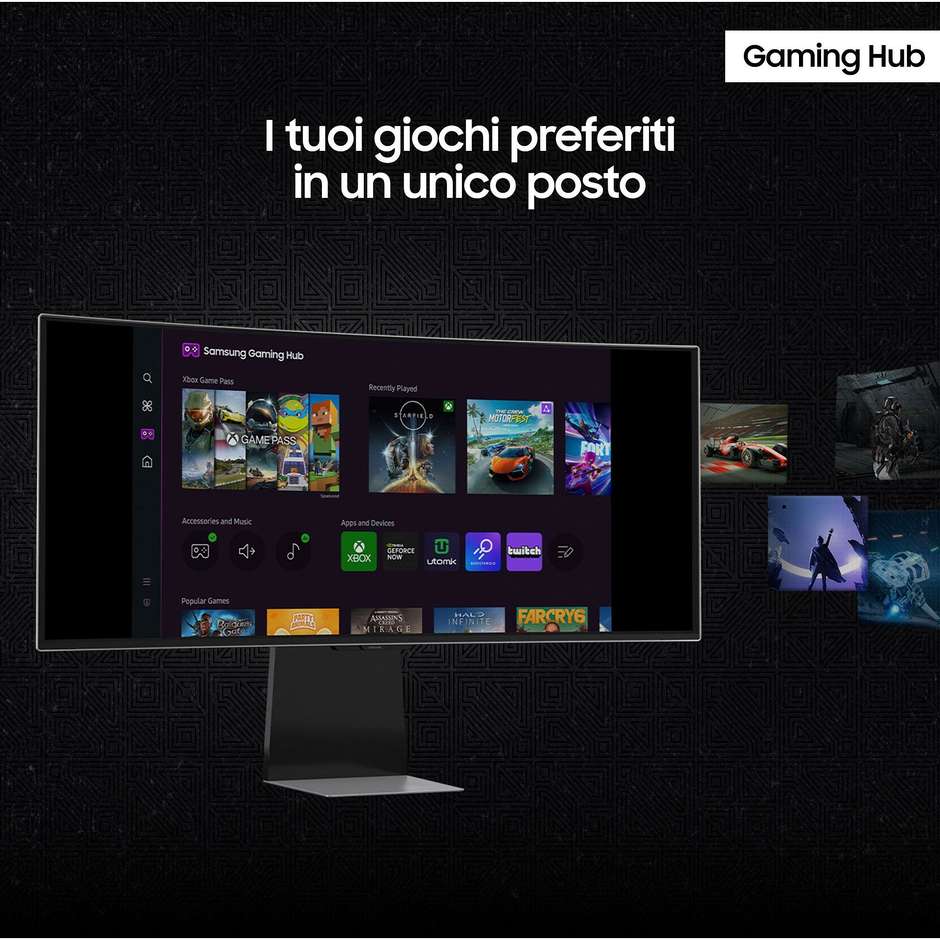 Samsung Odyssey OLED G8 G85SD Monitor Gaming Curvo 34" UltraWide QHD 175Hz 0.03ms OLED HDR True Black 400 Smart TV DisplayPort HDMI Argento (LS34DG850SUXEN)