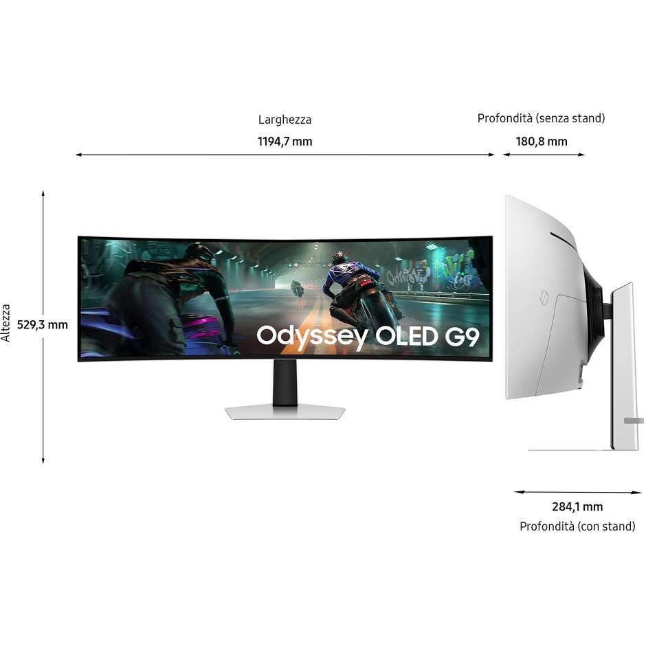 Samsung Odyssey OLED G9 G91SD Monitor Gaming 49" OLED Dual QHD Argento