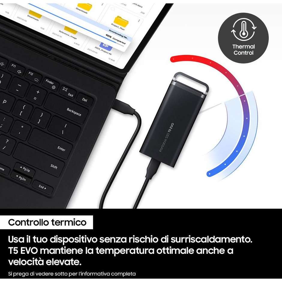 Samsung Portable SSD T5 EVO USB 3.2 2TB Colore Nero