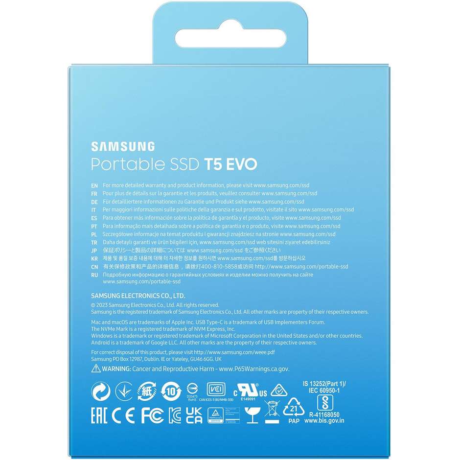 Samsung Portable SSD T5 EVO USB 3.2 2TB Colore Nero