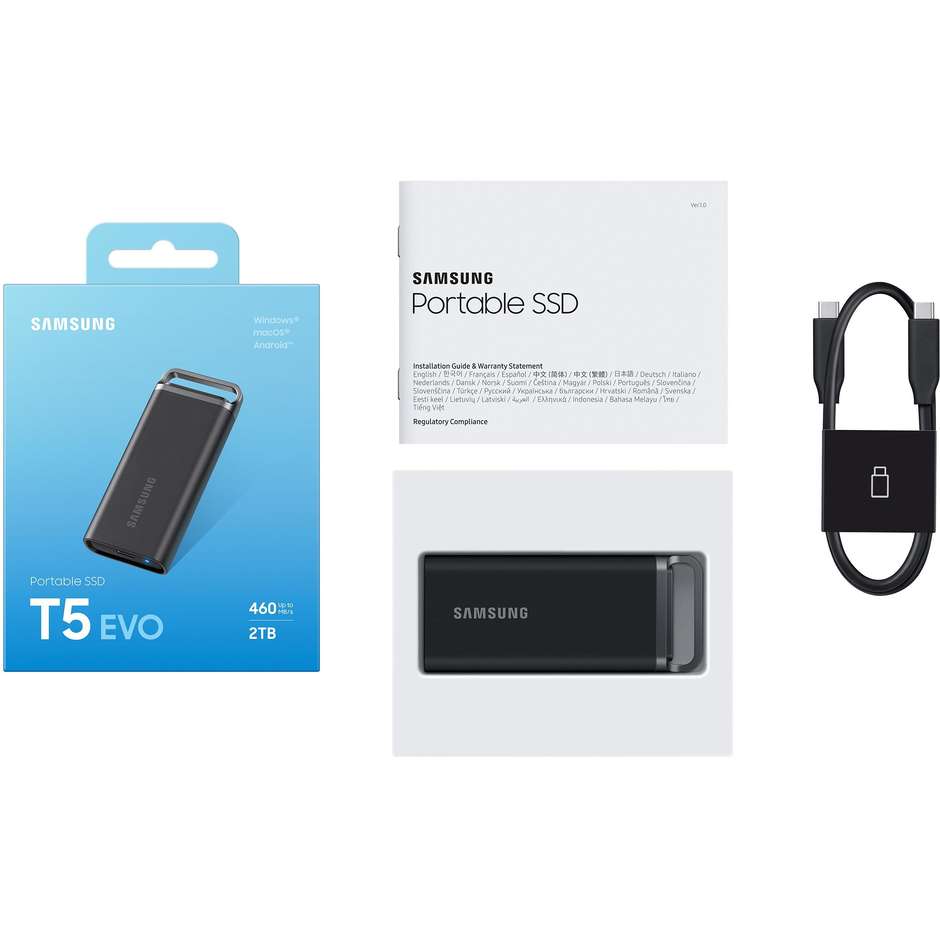 Samsung Portable SSD T5 EVO USB 3.2 2TB Colore Nero