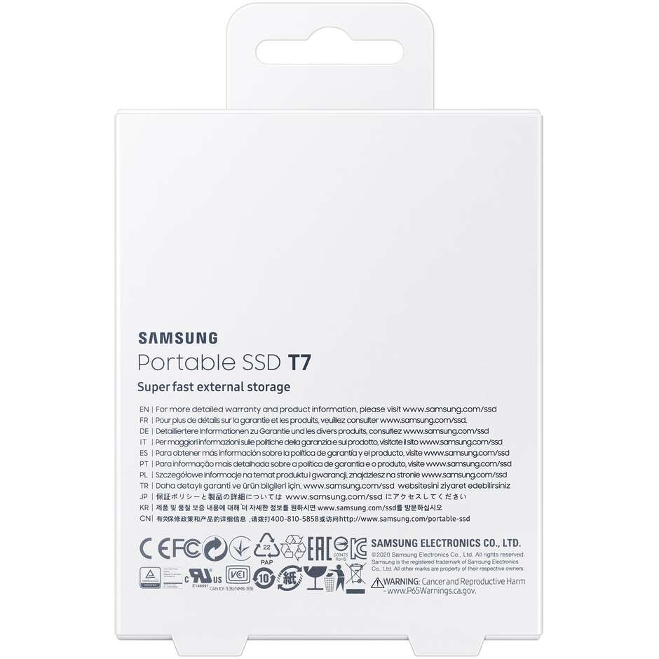Samsung Portable SSD T7 1TB (MU-PC1T0H) SSD Esterno USB 3.2 Gen 2 1050 MB/s Alluminio Indigo Blue