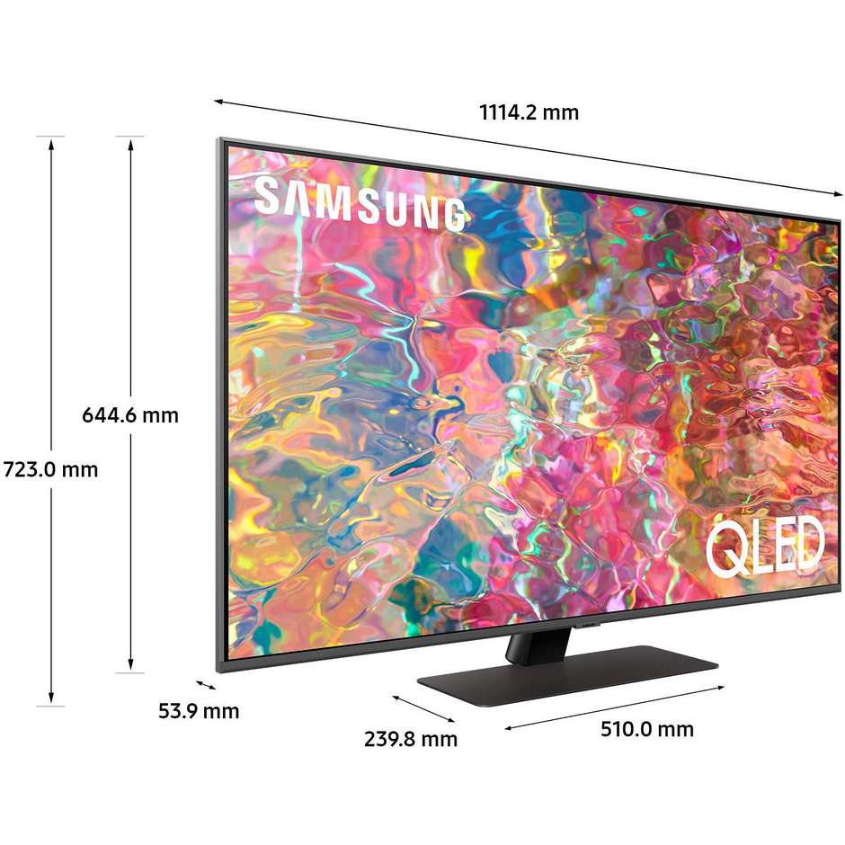Samsung QE50Q80BAT Tv QLED 50" 4K Ultra HD Smart TV Wi-Fi Classe G Colore cornice Carbonio Argento
