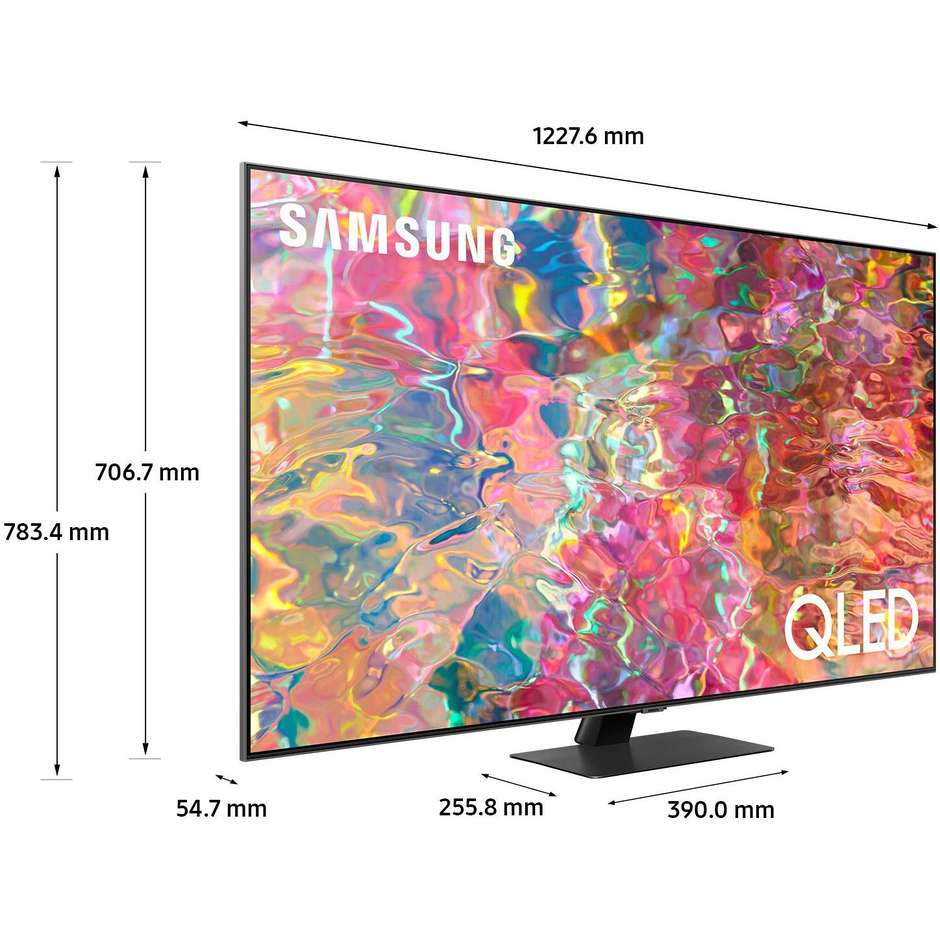 Samsung QE55Q80BAT Tv QLED 55" 4K Ultra HD Smart TV Wi-Fi Classe G Colore cornice Carbonio Argento