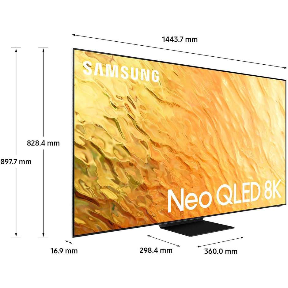 Samsung QE65QN800B Tv Neo QLED 65" 8K Ultra HD Smart Tv Wi-Fi Classe G Colore cornice Acciaio inossidabile