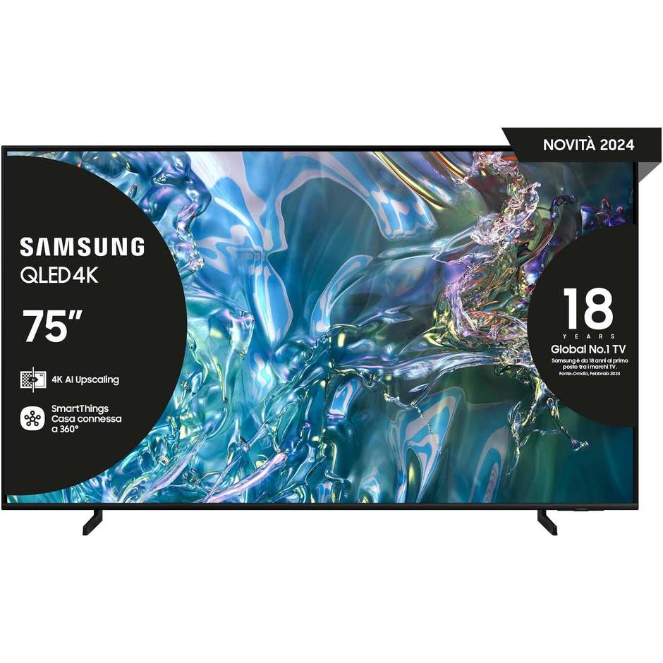 Samsung QE75Q60DAUXZT Smart TV QLED 75" 4K Ultra HD Wi-Fi DVB-T2 Classe D Nero