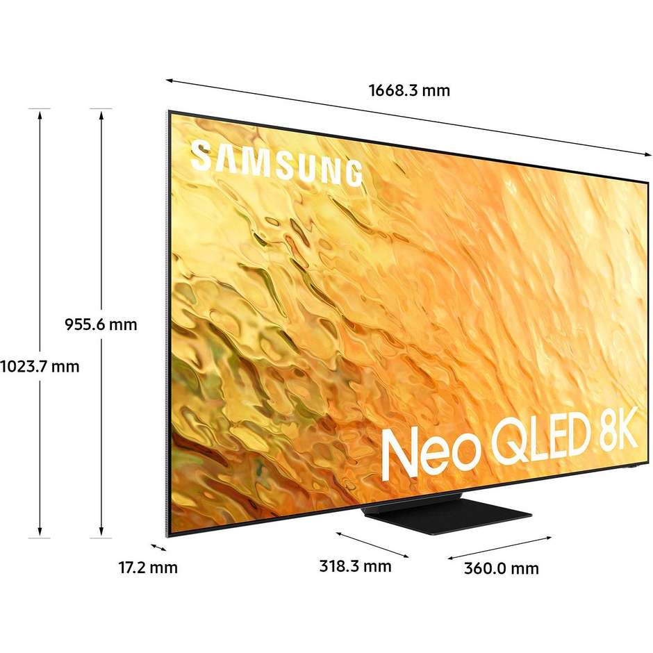 Samsung QE75QN800B Tv Neo QLED 75" 8K Ultra HD Smart Tv Wi-Fi Classe G Colore cornice  Acciaio inossidabile