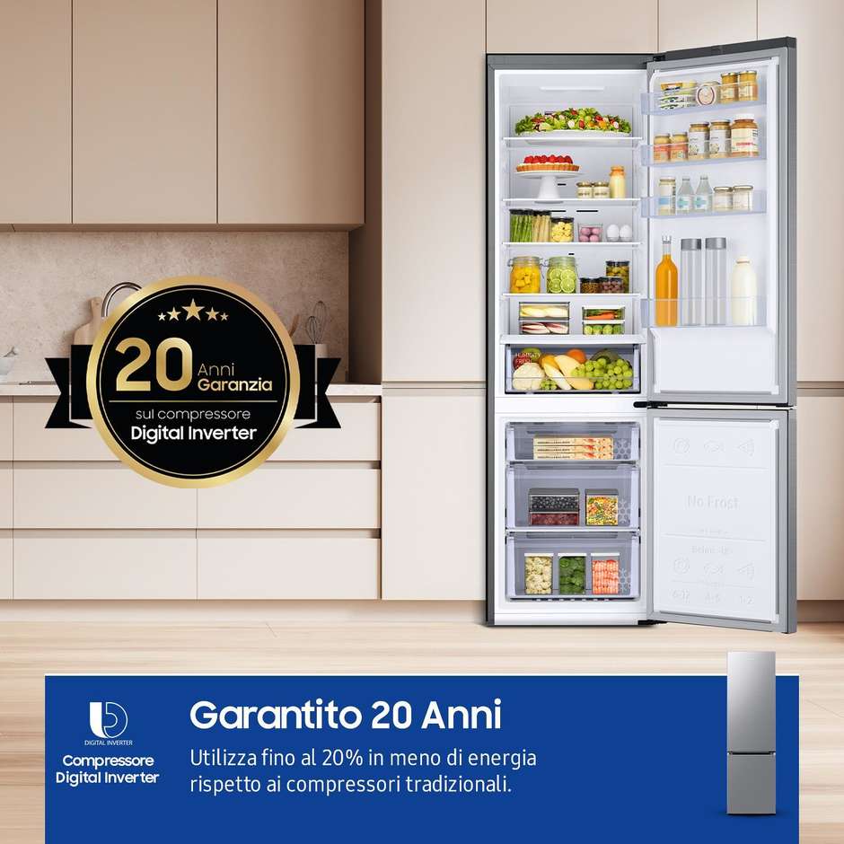 Samsung RB38C600CS9 Frigorifero Combinato EcoFlex AI Total No Frost C Acciaio inox
