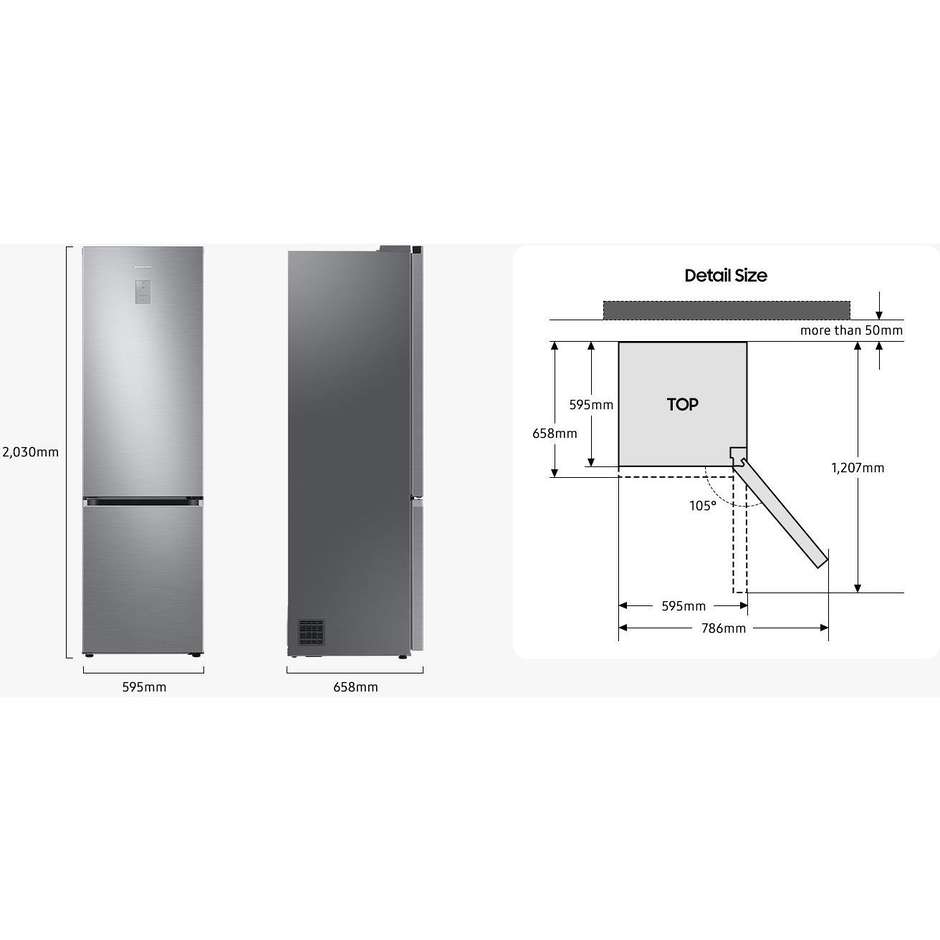 Samsung RB38C607AS9 Frigorifero Combinato Capacita 387 Lt Classe A Colore Acciaio inox