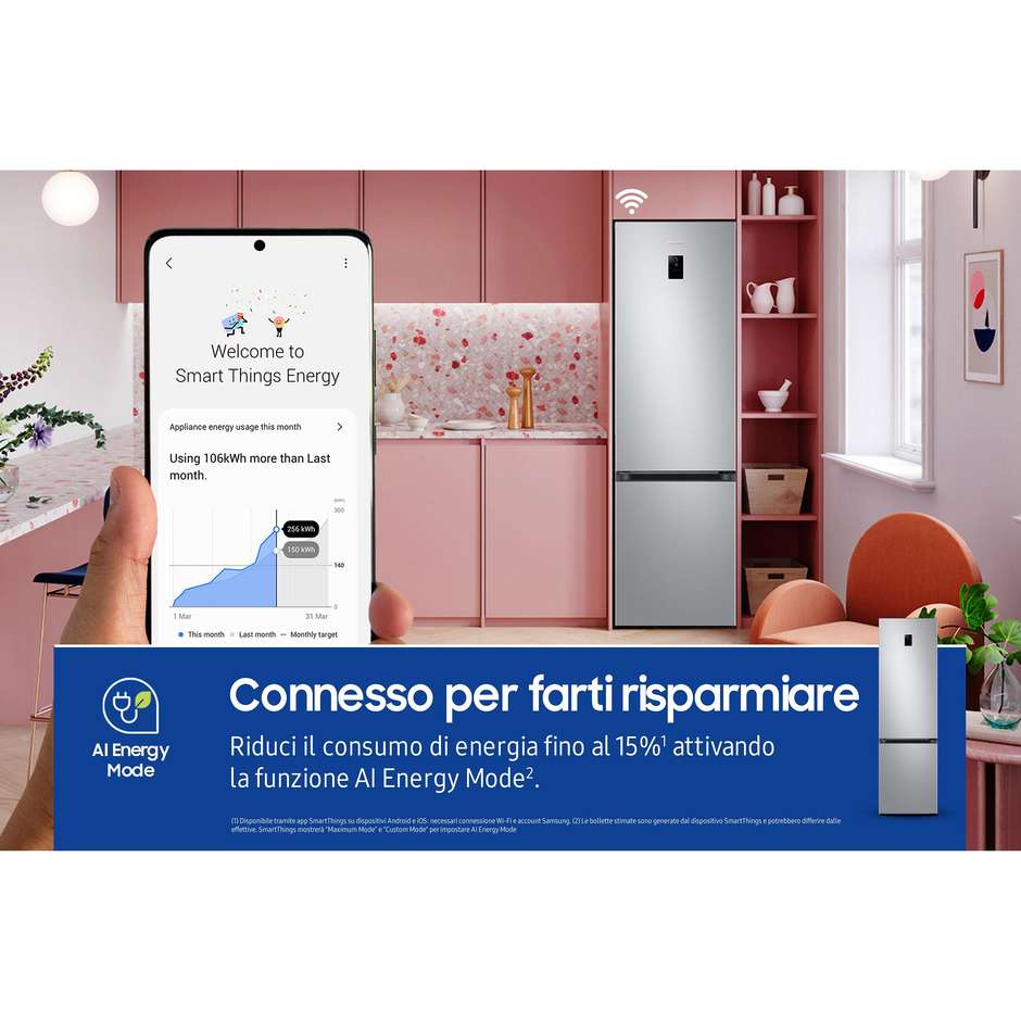 Samsung RB38C672CSA/EF frigorifero combinato No Frost 390 L, Wi-Fi, classe C