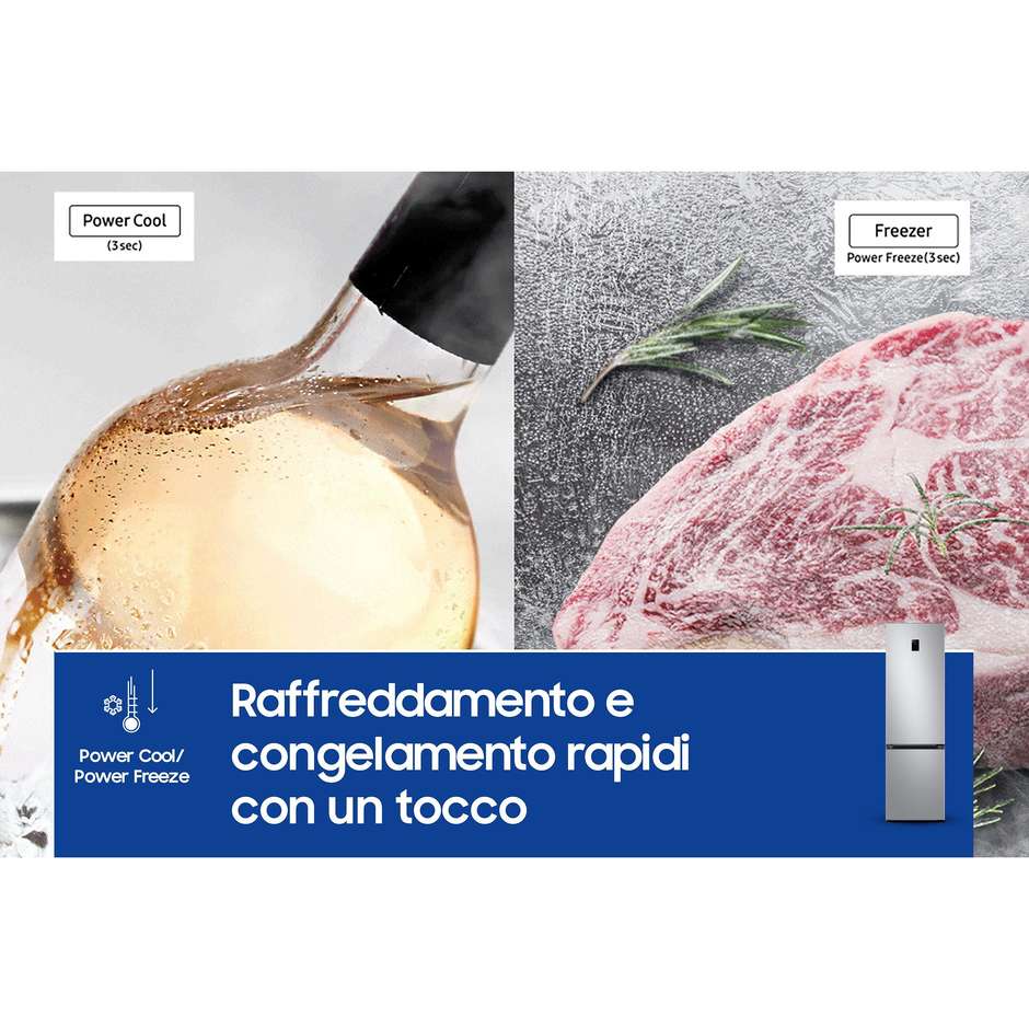 Samsung RB38C672CSA Frigorifero Combinato Optimal Fresh+ SpaceMax 390 L Classe C Metal Inox