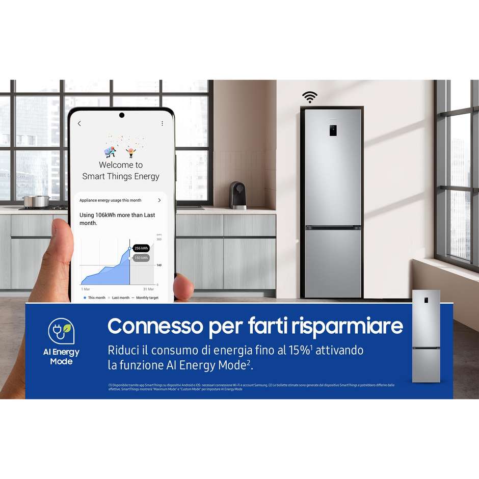 Samsung RB38C774DSA Frigorifero Combinato 390 Litri Classe D Acciaio Inox