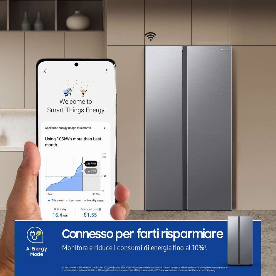 Samsung RS62DG5003S9 Frigorifero Side-by-side Libera installazione Capacita 655 Lt Classe E Colore  Acciaio inox