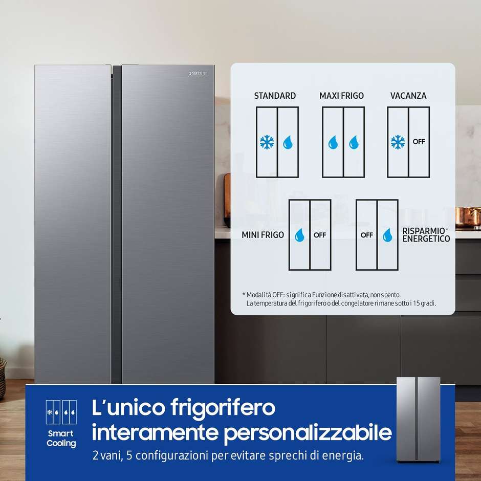 Samsung RS62DG5003S9 Frigorifero Side-by-side Libera installazione Capacita 655 Lt Classe E Colore  Acciaio inox