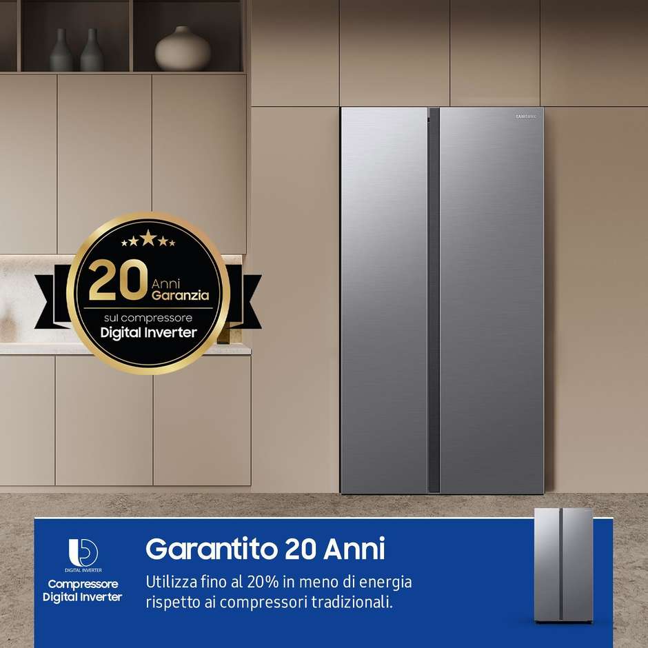 Samsung RS62DG5003S9 Frigorifero Side-by-side Libera installazione Capacita 655 Lt Classe E Colore  Acciaio inox