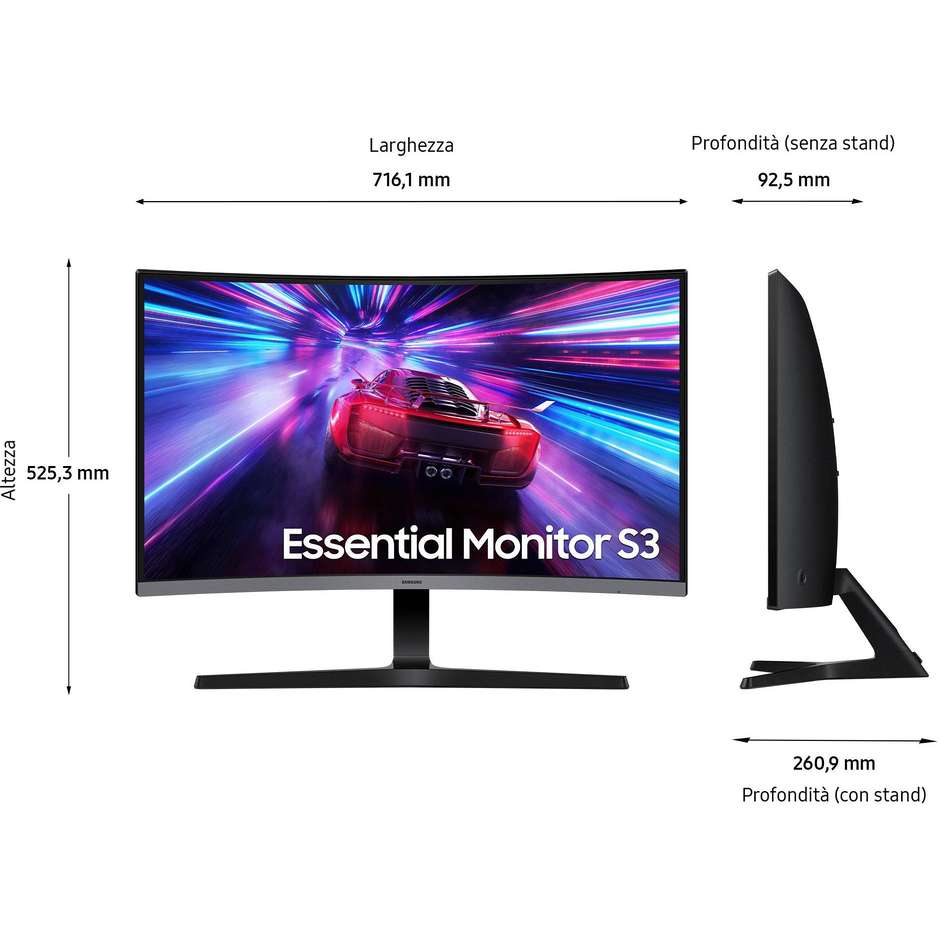 Samsung Serie S39GD S32D390GAU Monitor Curvo 32" Full HD 1500R 75Hz FreeSync Altoparlanti Integrati HDMI VGA Nero (LS32D390GAUXEN)