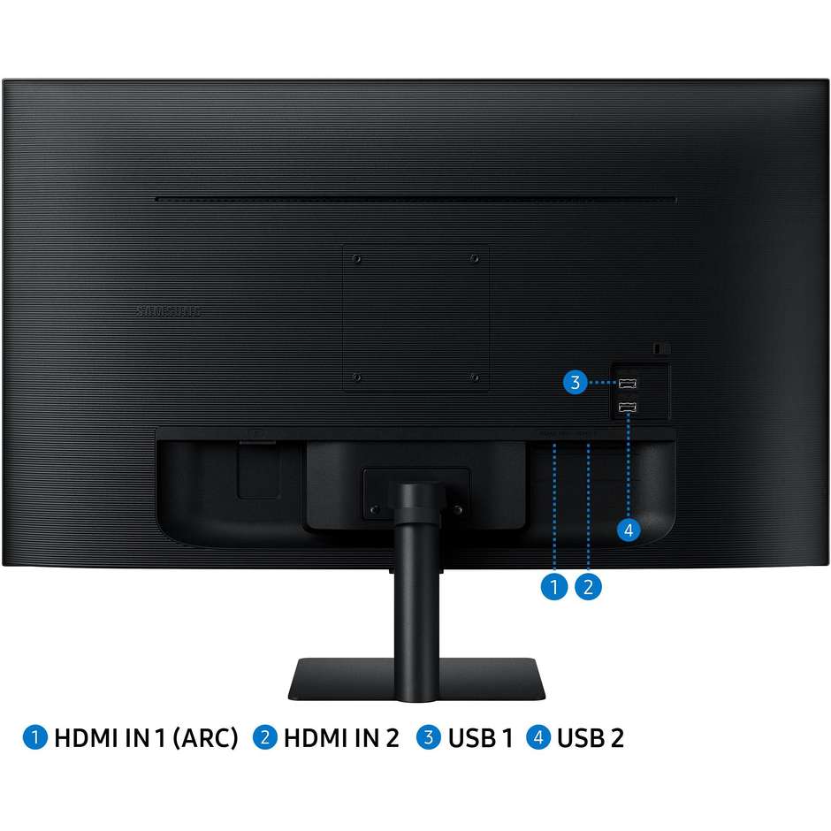Samsung Smart Monitor M5 M50C 27" Full HD Smart TV Tizen Wi-Fi Bluetooth AirPlay Altoparlanti Integrati Telecomando Nero (LS27CM500EUXEN)