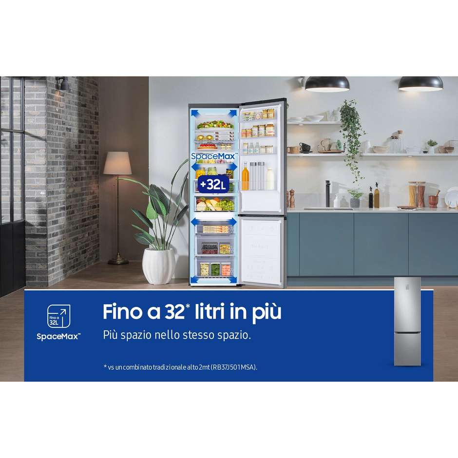 Samsung SpaceMax RB38C675CS9 Frigorifero Combinato Wi-Fi SmartThings Optimal Fresh+ 390 L Classe C Inox