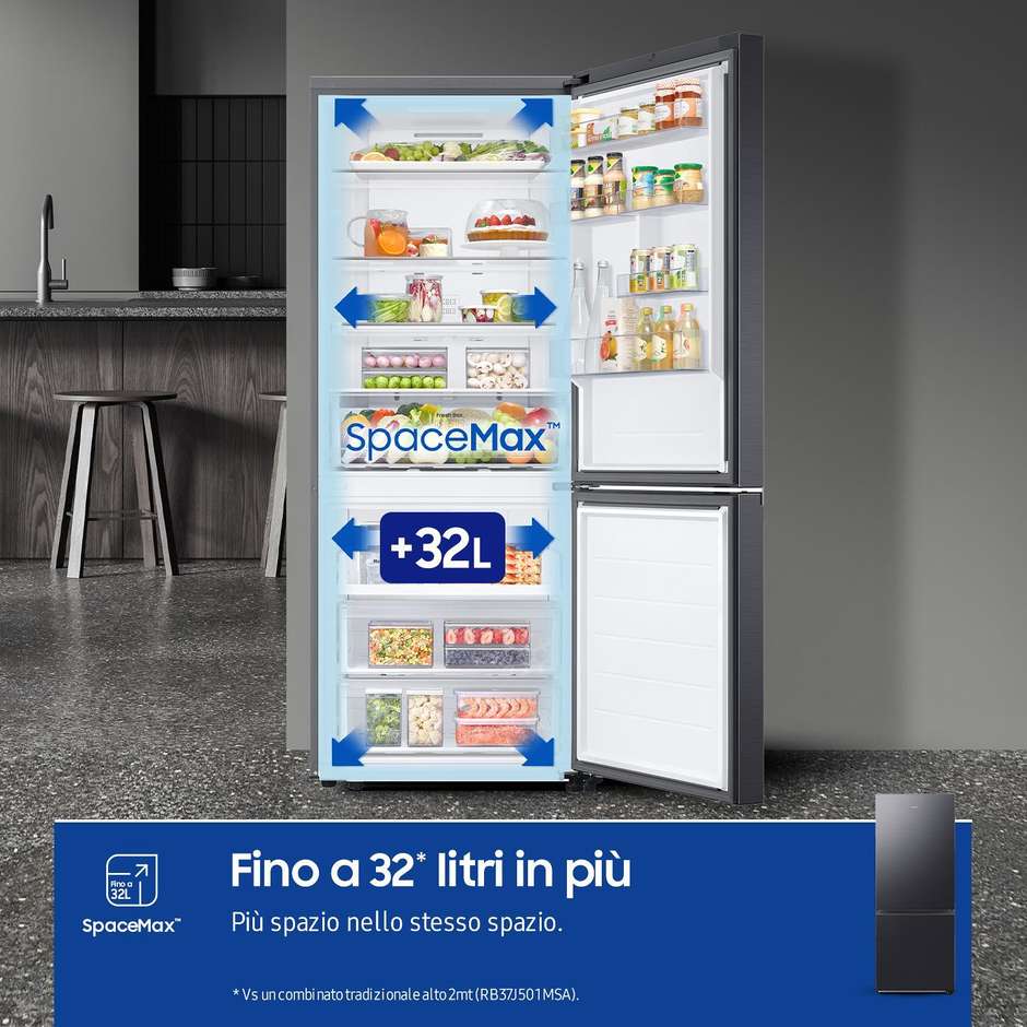 Samsung SpaceMax RB50DG601EB1 Frigorifero Combinato Formato 76 cm 508 L Classe E Antracite