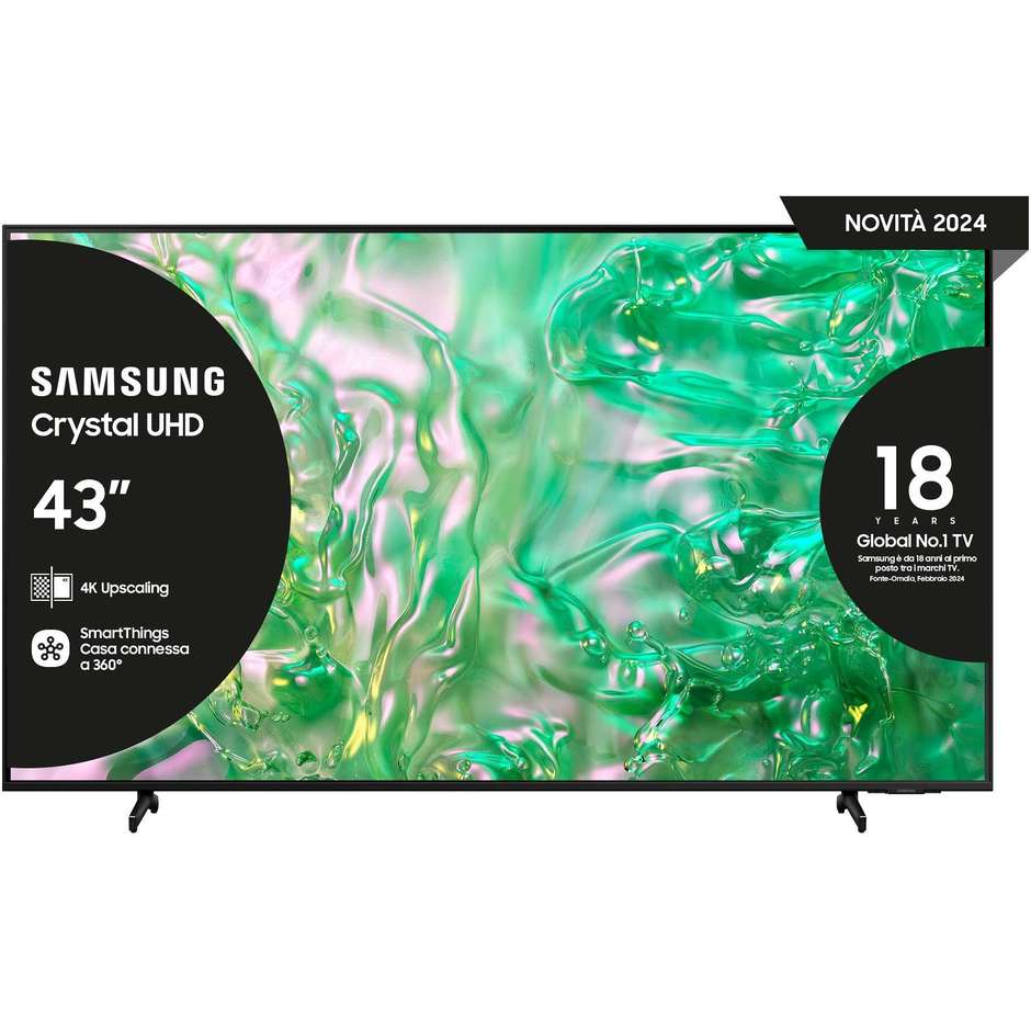 Samsung UE43DU8070UXZT TV Crystal UHD 43” 4K Ultra HD Smart TV Wi-Fi Classe G Colore Nero