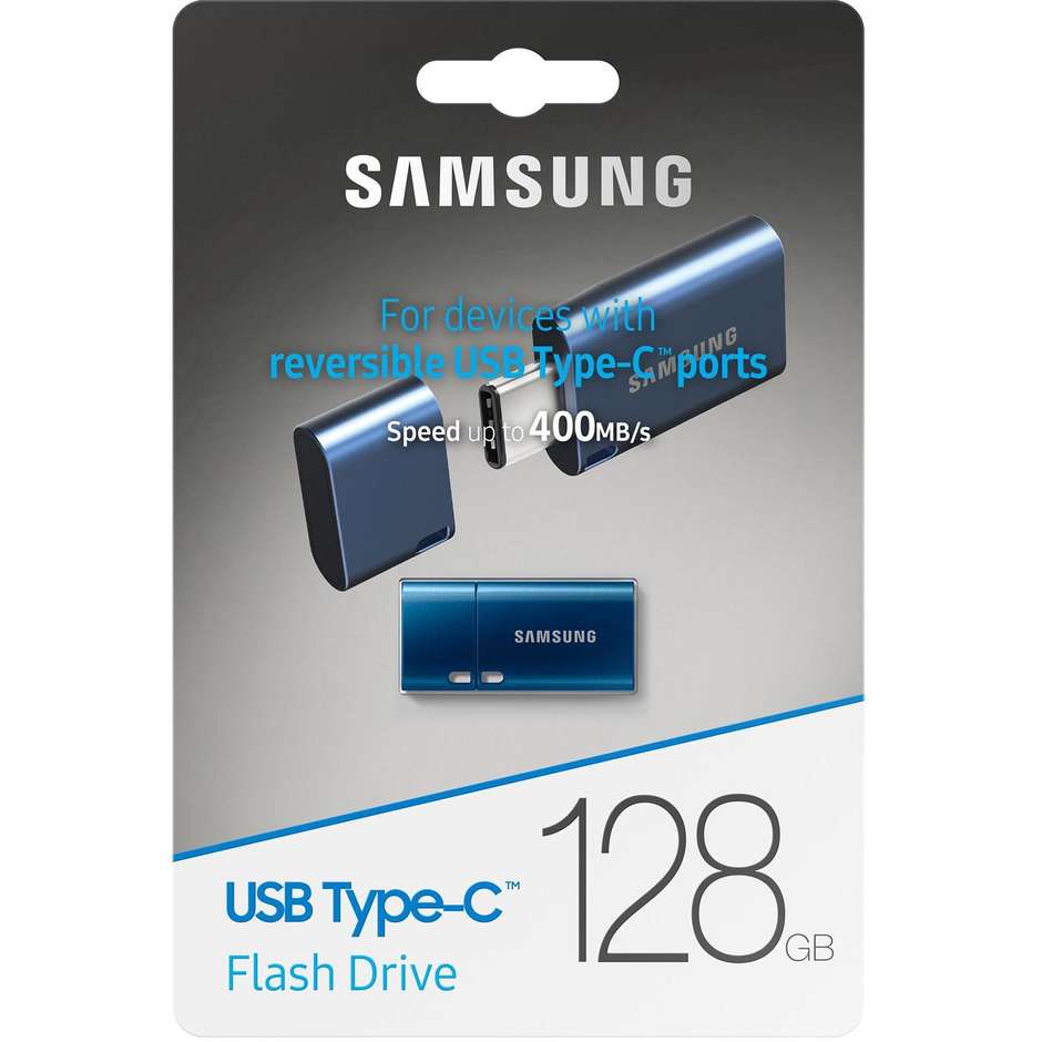 Samsung USB Type-C Flash Drive 128 GB USB 3.1 Gen 1 fino a 400 MB/s per Smartphone e PC Blu (MUF-128DA)