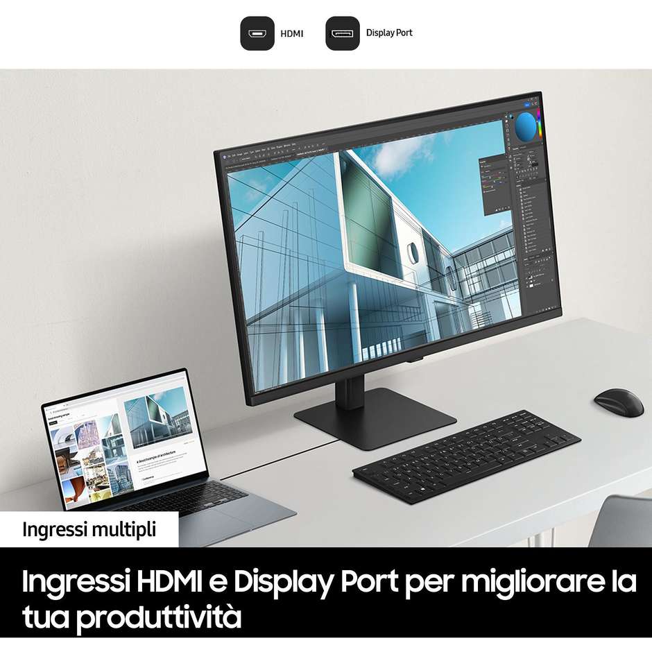 Samsung ViewFinity S7 S70D 27" (LS27D700EAUXEN) Monitor Professionale 4K UHD IPS HDR10 350cd Nero
