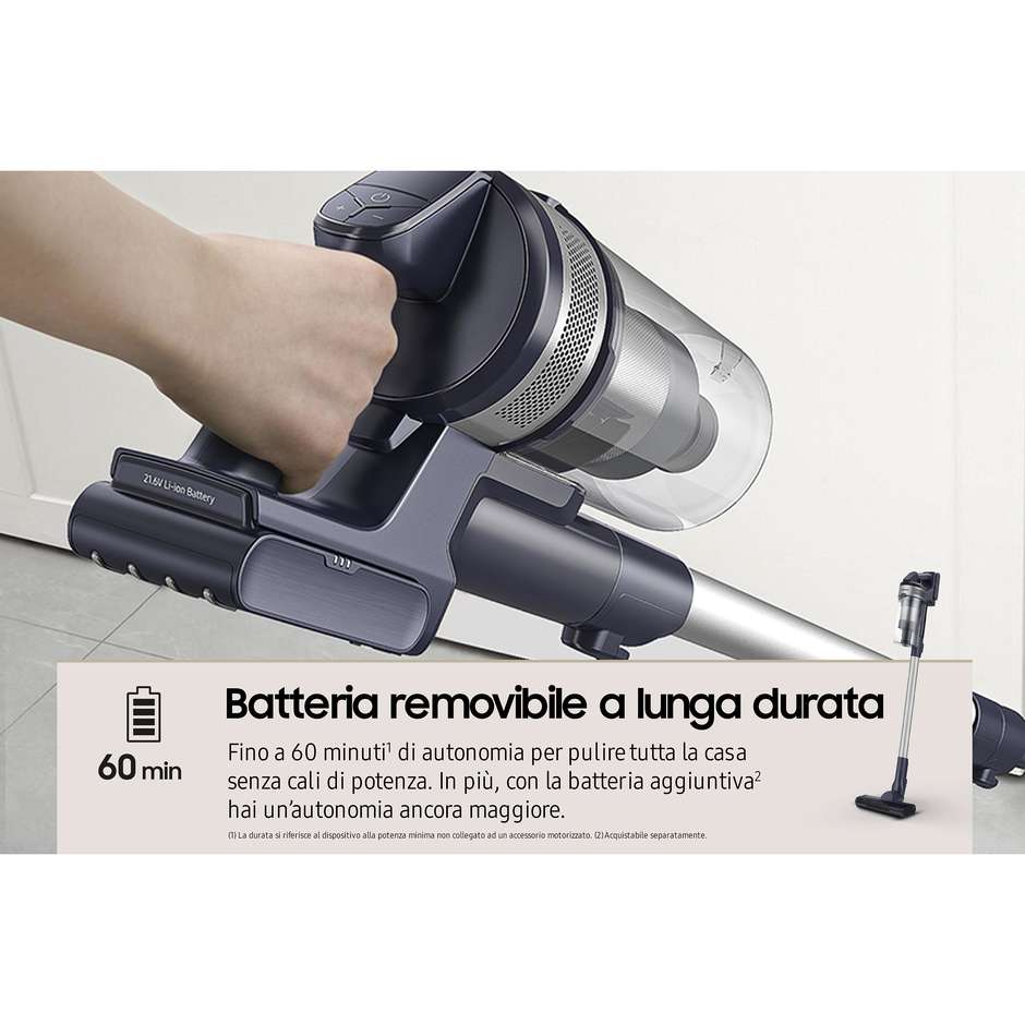 Samsung VS15A60AGR Scopa Elettrica Ricaricabile Senza Fili Ciclonica 150 W 21,6 V 0,8 L Nero Argento