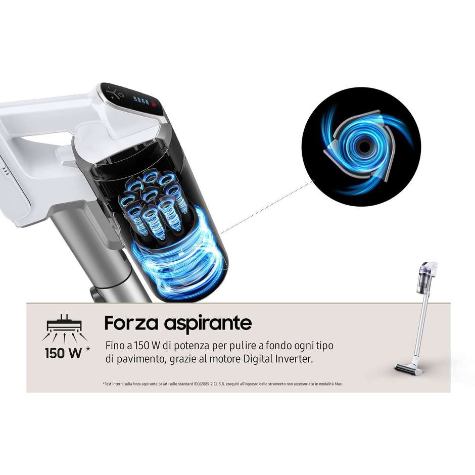 Samsung VS15T7031R4 Scopa Elettrica Ricaricabile Senza Fili Ciclonica Nero
