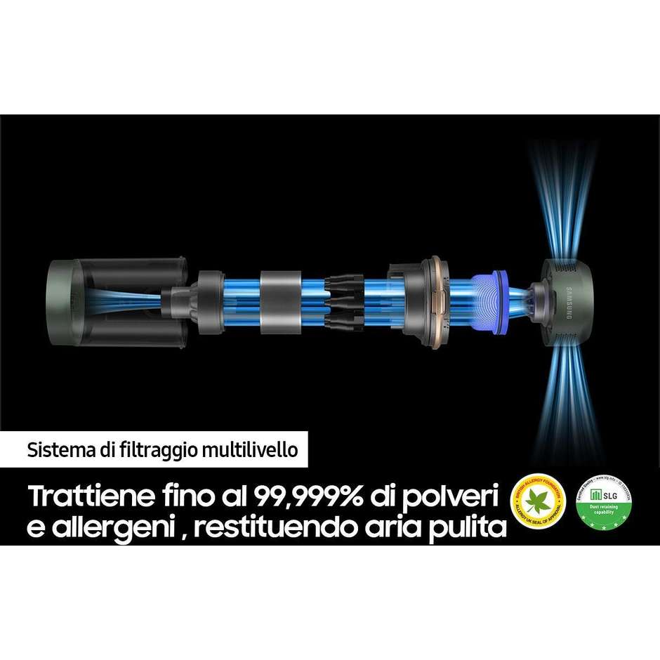 Samsung VS20A95943N Scopa Elettrica Ricaricabile Senza Fili Ciclonica 210 W 0,5 L Nero