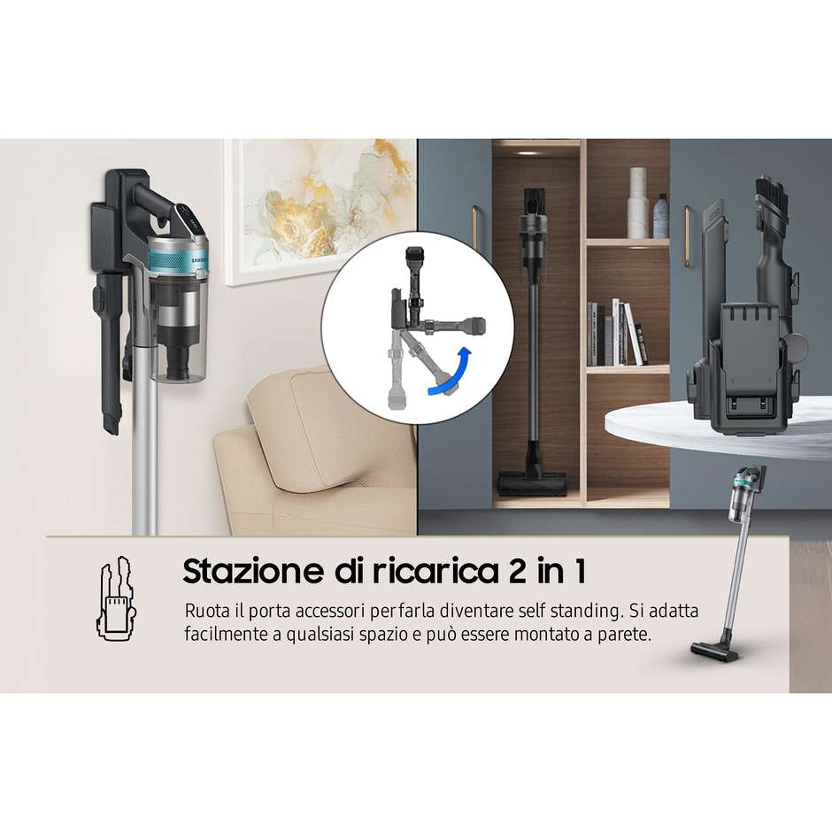Samsung VS20B75AGR Scopa Elettrica Ricaricabile Senza Fili Ciclonica 200 W 0,8 L Nero/Menta