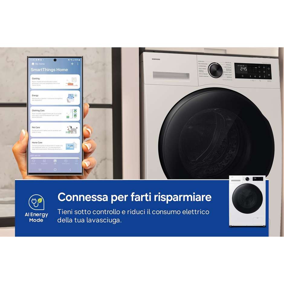 Samsung WD90HG5U34BEET Lavasciuga Carica Frontale 9+6 kg 1400 giri Bianco