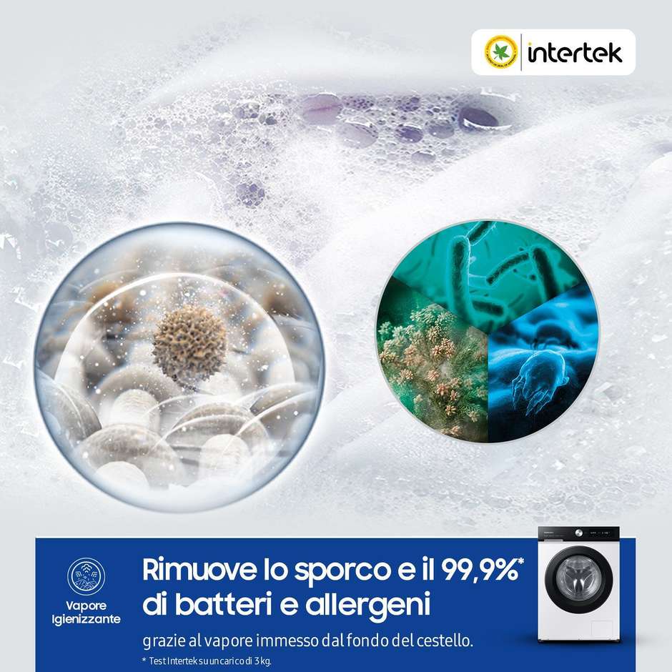 SAMSUNG WW11BB534DAE Lavatrice Carica frontale 60 cm 11 kg 1400 Giri/min Motore Inverter Vapore Classe A Nero, Bianco